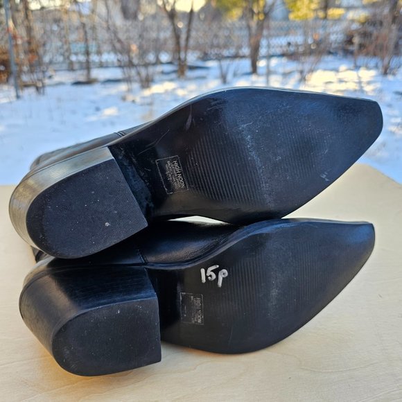 Penny Loves Kenny Calf Leather Womens Western Cowbow Black Boots, Preowned, 7.5M - Picture 11 of 13